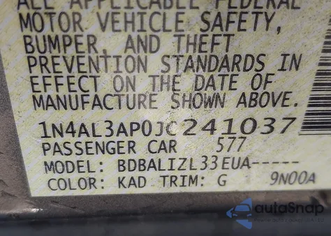 2018 Nissan Altima 2.5 Sv from USA, damaged, VIN 1N4AL3AP0JC241037